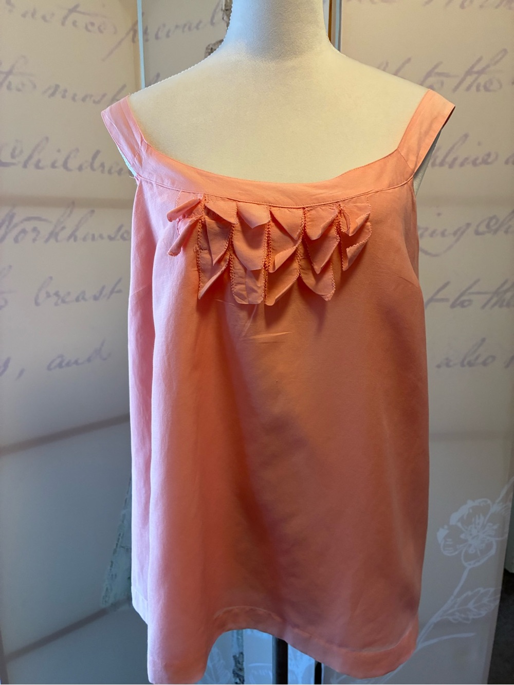 LOFT Peach Pink Sleeveless Ruffle Top